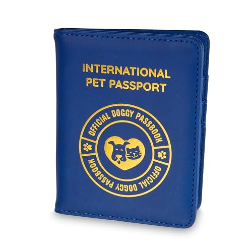 Support Pets International Pet Passport – Offizieller Reisedokumentenhalter für Haustiere – Blaue Reisepasshülle für emotionale Unterstützung und Diensttiere – Sicherer Kunststoff-Organizer für von Support Pets