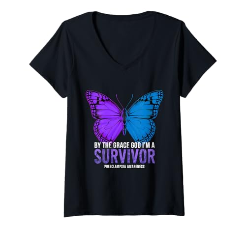 Damen Präeklampsie Bewusstsein Präeklampsie Survivor T-Shirt mit V-Ausschnitt Damen Präeklampsie Bewusstsein Präeklampsie Survivor T-Shirt mit V-Ausschnitt von Support Preeclampsia Awareness Month