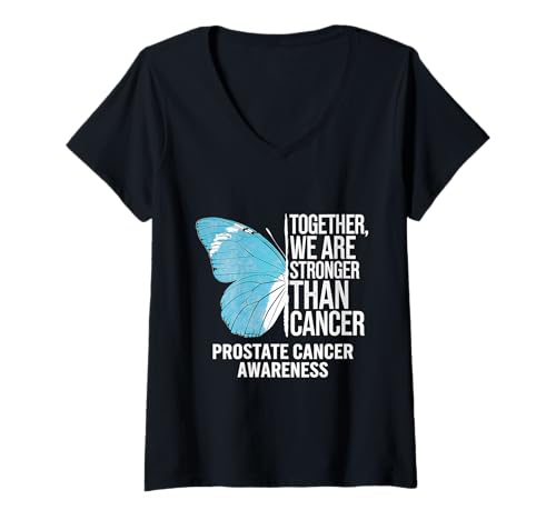 Damen Bewusstsein für Prostatakrebs stärker als Krebs Schmetterling T-Shirt mit V-Ausschnitt Damen Bewusstsein für Prostatakrebs stärker als Krebs Schmetterling T-Shirt mit V-Ausschnitt von Support Prostate Cancer Awareness Month