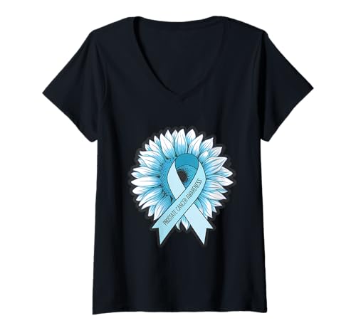 Damen Prostatakrebs-Bewusstseinsmonat, hellblaues Band, Sonnenblume T-Shirt mit V-Ausschnitt Damen Prostatakrebs-Bewusstseinsmonat, hellblaues Band, Sonnenblume T-Shirt mit V-Ausschnitt von Support Prostate Cancer Awareness Month