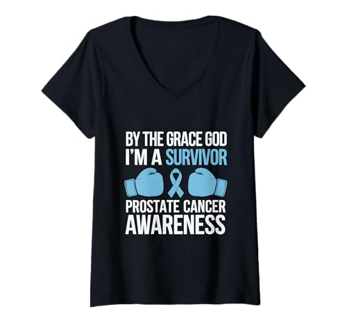 Damen Prostate Awareness I'm A Survivor Prostatakrebs Survivor T-Shirt mit V-Ausschnitt Damen Prostate Awareness I'm A Survivor Prostatakrebs Survivor T-Shirt mit V-Ausschnitt von Support Prostate Cancer Awareness Month