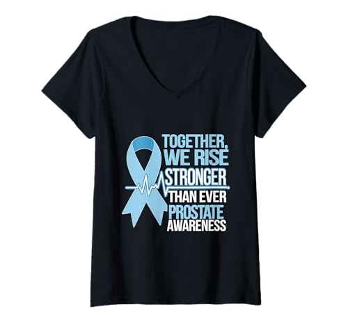Damen We Rise Stronger Than Cancer Prostatakrebs Awareness Month T-Shirt mit V-Ausschnitt Damen We Rise Stronger Than Cancer Prostatakrebs Awareness Month T-Shirt mit V-Ausschnitt von Support Prostate Cancer Awareness Month