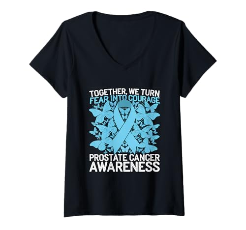 Damen We Turn Fear Into Courage Prostatakrebs Awareness Month T-Shirt mit V-Ausschnitt Damen We Turn Fear Into Courage Prostatakrebs Awareness Month T-Shirt mit V-Ausschnitt von Support Prostate Cancer Awareness Month