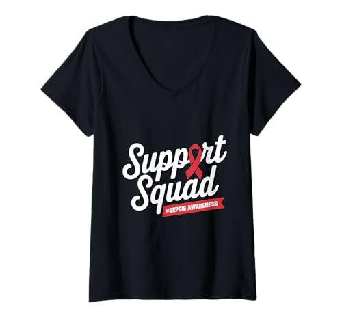 Damen Sepsis Awareness Support Squad Septikämie T-Shirt mit V-Ausschnitt Damen Sepsis Awareness Support Squad Septikämie T-Shirt mit V-Ausschnitt von Support Sepsis Awareness Month