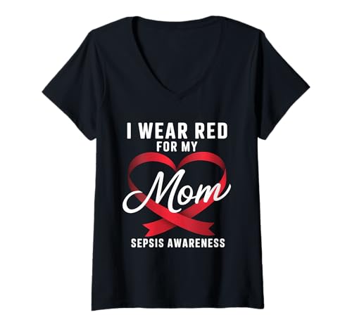 Damen Sepsis Bewusstsein Sepsis Mama Septikämie T-Shirt mit V-Ausschnitt Damen Sepsis Bewusstsein Sepsis Mama Septikämie T-Shirt mit V-Ausschnitt von Support Sepsis Awareness Month