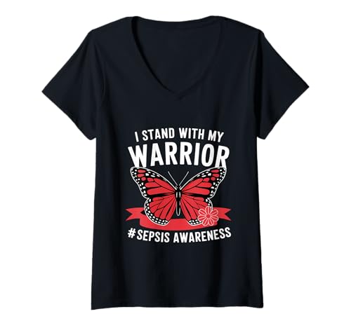Damen Sepsis Warrior Sepsis Bewusstsein Septikämie T-Shirt mit V-Ausschnitt Damen Sepsis Warrior Sepsis Bewusstsein Septikämie T-Shirt mit V-Ausschnitt von Support Sepsis Awareness Month