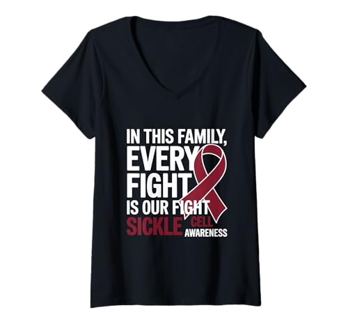 Damen Every Fight is Our Fight Sichelzellen-Bewusstseinsanämie T-Shirt mit V-Ausschnitt Damen Every Fight is Our Fight Sichelzellen-Bewusstseinsanämie T-Shirt mit V-Ausschnitt von Support Sickle Cell Awareness Month