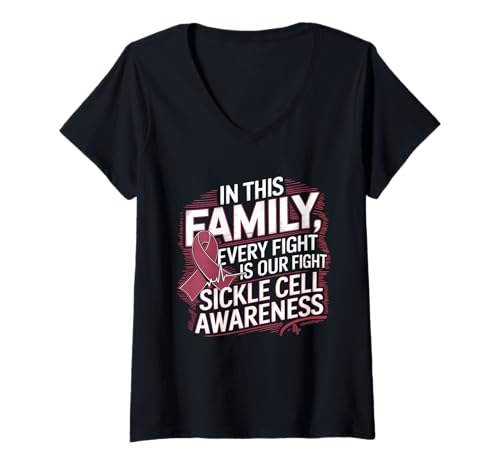 Damen Sichelzellen-Bewusstseinsanämie Every Fight is Our Fight T-Shirt mit V-Ausschnitt Damen Sichelzellen-Bewusstseinsanämie Every Fight is Our Fight T-Shirt mit V-Ausschnitt von Support Sickle Cell Awareness Month