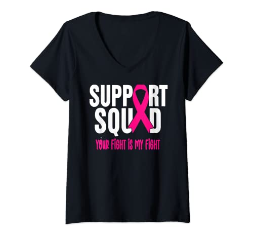 Damen Breast Cancer Warrior Support Squad Breast Cancer Awareness T-Shirt mit V-Ausschnitt Damen Breast Cancer Warrior Support Squad Breast Cancer Awareness T-Shirt mit V-Ausschnitt von Support Squad Breast Cancer Awareness For Warriors