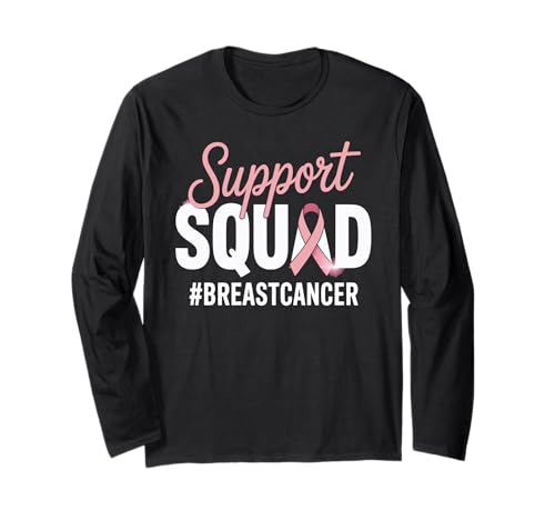 Brustkrebs-Frauen-Bewusstsein rosa Band Langarmshirt von Support Squad Cancer