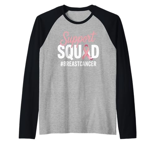 Brustkrebs-Frauen-Bewusstsein rosa Band Raglan von Support Squad Cancer