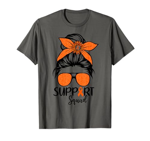 Damen Messy Bun Support Squad Orange Leukemia Awareness Gift T-Shirt Damen Messy Bun Support Squad Orange Leukemia Awareness Gift T-Shirt von Support Squad Messy Bun Leukemia Awareness Shirts
