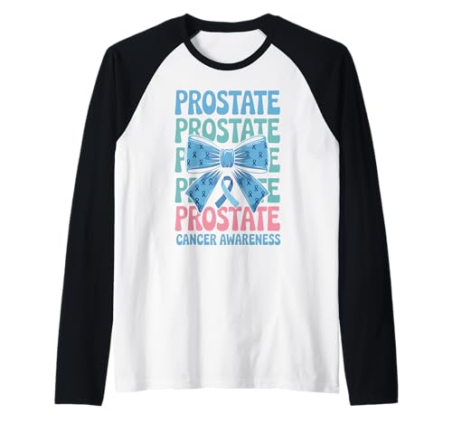 Bow Coquette Groovy Prostate Cancer Awareness Women Raglan Bow Coquette Groovy Prostate Cancer Awareness Women Raglan von Support Squad Prostate Cancer Survivor Husband Tee