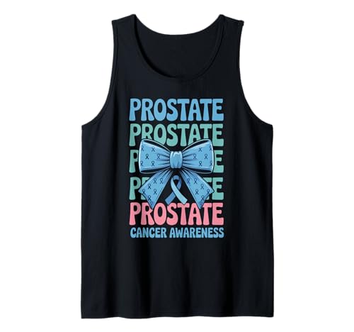 Bow Coquette Groovy Prostate Cancer Awareness Women Tank Top Bow Coquette Groovy Prostate Cancer Awareness Women Tank Top von Support Squad Prostate Cancer Survivor Husband Tee