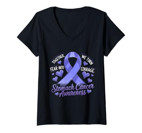 Damen Wir verwandeln Angst in Mut Magenkrebsbewusstsein T-Shirt mit V-Ausschnitt Damen Wir verwandeln Angst in Mut Magenkrebsbewusstsein T-Shirt mit V-Ausschnitt von Support Stomach Cancer Awareness Month