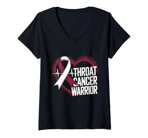 Damen Kehlkopfkrebs-Bewusstsein Krieger Survivor T-Shirt mit V-Ausschnitt Damen Kehlkopfkrebs-Bewusstsein Krieger Survivor T-Shirt mit V-Ausschnitt von Support Throat Awareness Month