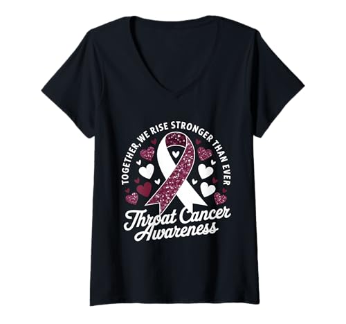 Damen Kehlkopfkrebs-Bewusstsein Krieger Survivor T-Shirt mit V-Ausschnitt Damen Kehlkopfkrebs-Bewusstsein Krieger Survivor T-Shirt mit V-Ausschnitt von Support Throat Awareness Month
