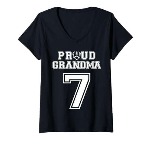 Damen Custom Proud Football Grandma Nummer 7 Personalisierte Frauen T-Shirt mit V-Ausschnitt Damen Custom Proud Football Grandma Nummer 7 Personalisierte Frauen T-Shirt mit V-Ausschnitt von Support Your Favorite Football Player Number