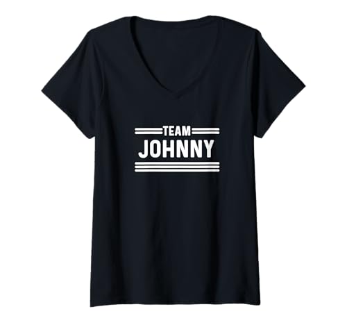 Damen Team Johnny - Familienname T-Shirt mit V-Ausschnitt Damen Team Johnny - Familienname T-Shirt mit V-Ausschnitt von Support Your Favorite Team by MJ