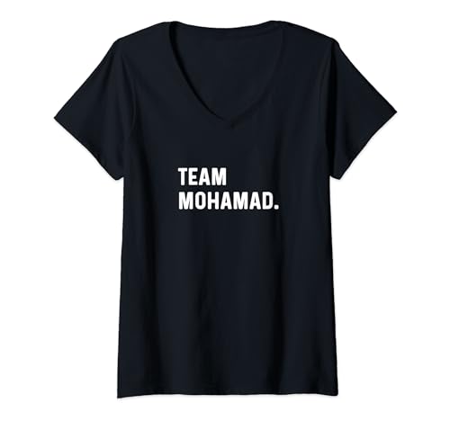 Damen Team Mohamad - Name T-Shirt mit V-Ausschnitt von Support Your Favorite Team by MJ