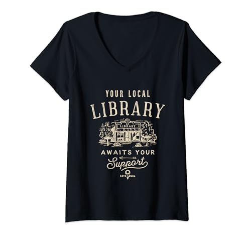 Damen Unterstützen Sie Ihre lokale Bibliothek Vintage Elegant T-Shirt mit V-Ausschnitt Damen Unterstützen Sie Ihre lokale Bibliothek Vintage Elegant T-Shirt mit V-Ausschnitt von Support Your Local Library Gifts by Geek Updated