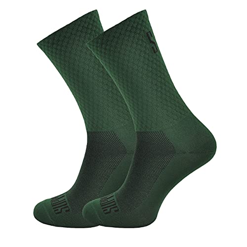 Support Herren-Fahrradsocken, atmungsaktive Technologie, rutschfeste Faser, unisex, einfarbig, Zubehör für Radfahren, Wandern, Klettern, Green's 39-41 EU von Support