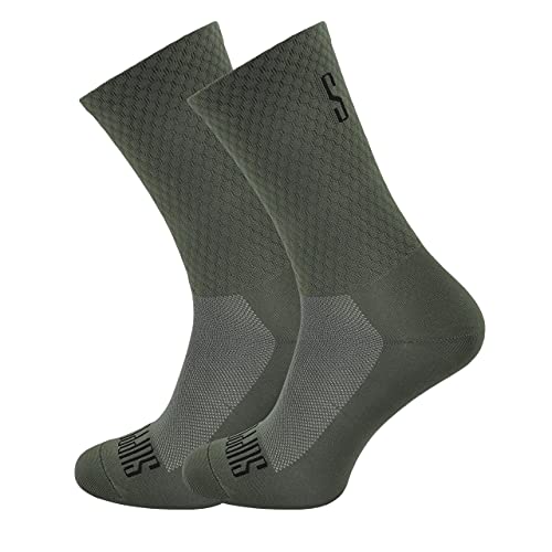 Support Herren-Fahrradsocken, atmungsaktive Technologie, rutschfeste Faser, unisex, einfarbig, Zubehör für Radfahren, Wandern, Klettern, Olive's 39-41 EU von Support