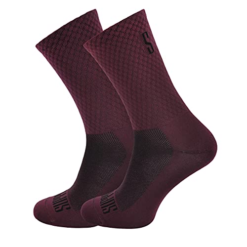 Support Herren-Fahrradsocken, atmungsaktive Technologie, rutschfeste Faser, unisex, einfarbig, Zubehör für Radfahren, Wandern, Klettern, Wine's 42-44 EU von Support