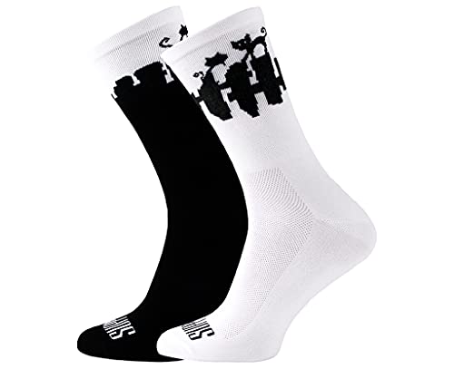 Support Herren Radsocken atmungsaktive Technologie rutschfeste Faser Unisex lustige Muster Radfahrer Zubehör für Wandern Laufen Klettern Radfahren Essentials, Cats Slack&White 39-41 EU von Support