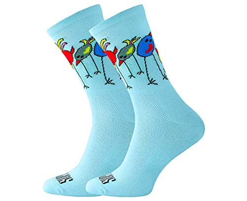 Support Herren Radsocken atmungsaktive Technologie rutschfeste Faser Unisex lustige Muster Radfahrer Zubehör für Wandern Laufen Klettern Radfahren Essentials, Freaky Birds 36-38 EU von Support