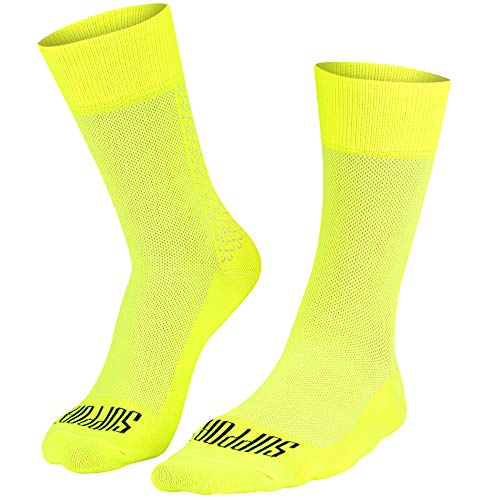 SUPPORT Superleichte Fahrradsocken für Herren, atmungsaktive Technologie, rutschfeste Faser, Unisex, Zubehör für Radfahrer, Wandern, Klettern, Radfahren, Reiten., Fluo, 10-11 von Support