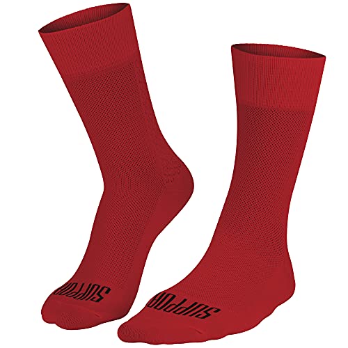 SUPPORT Superleichte Fahrradsocken für Herren, atmungsaktive Technologie, rutschfeste Faser, Unisex, Zubehör für Radfahrer, Wandern, Klettern, Radfahren, Reiten., rot, 10-11 von Support