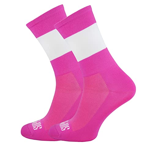 Support Herren-Fahrradsocken, atmungsaktive Technologie, rutschfeste Faser, unisex, einfarbig, Zubehör für Radfahren, Wandern, Klettern, Block's Magenta 36-38 EU von Support