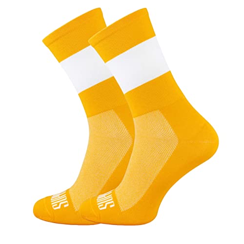 Support Herren-Fahrradsocken, atmungsaktive Technologie, rutschfeste Faser, unisex, einfarbig, Zubehör für Radfahren, Wandern, Klettern, Block's Yellow 36-38 EU von Support