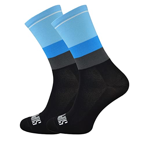 Support Herren-Fahrradsocken, atmungsaktive Technologie, rutschfeste Faser, unisex, einfarbig, Zubehör für Radfahren, Wandern, Klettern, Tone's Blue 36-38 EU von Support