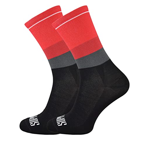 Support Herren-Fahrradsocken, atmungsaktive Technologie, rutschfeste Faser, unisex, einfarbig, Zubehör für Radfahren, Wandern, Klettern, Tone's Red 36-38 EU von Support