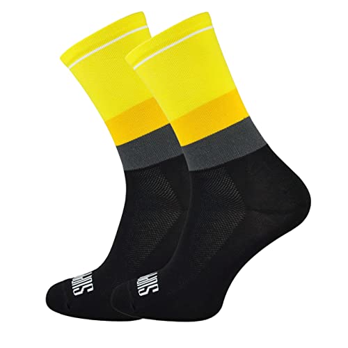 Support Herren-Fahrradsocken, atmungsaktive Technologie, rutschfeste Faser, unisex, einfarbig, Zubehör für Radfahren, Wandern, Klettern, Tone's Yellow 39-41 EU von Support