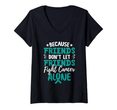 Damen Freunde lassen Freunde nicht alleine gegen Krebs kämpfen T-Shirt mit V-Ausschnitt Damen Freunde lassen Freunde nicht alleine gegen Krebs kämpfen T-Shirt mit V-Ausschnitt von Supportive Friendship Cancer Awareness