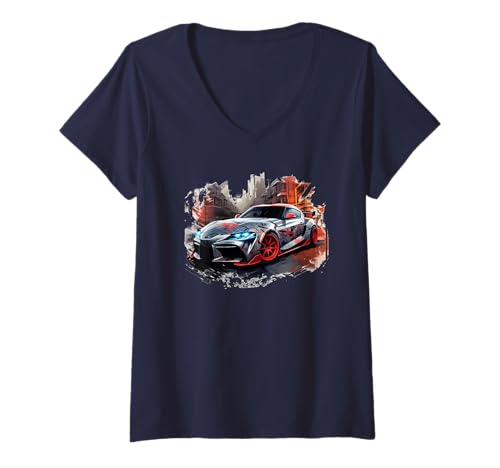 Damen Supra Sportwagen T-Shirt mit V-Ausschnitt Damen Supra Sportwagen T-Shirt mit V-Ausschnitt von Supra Japanese Sports Car