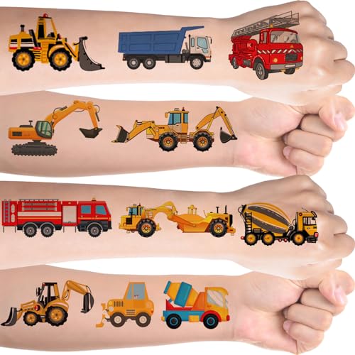 20 Blätter Kinder Tattoo Jungen, Bagger Kindertattoos Hautfreundliche, Give Aways Kindergeburtstag Bagger Spielzeug Geschenke für Kinder, Kleinigkeiten für Adventskalender Wichtelgeschenk von SupreLuck