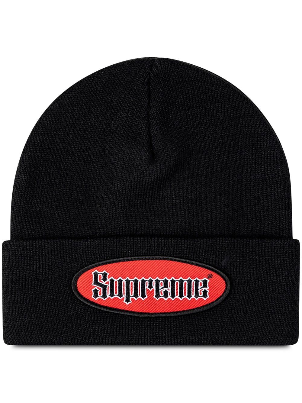 Supreme Beanie mit ovalem Patch - Schwarz von Supreme