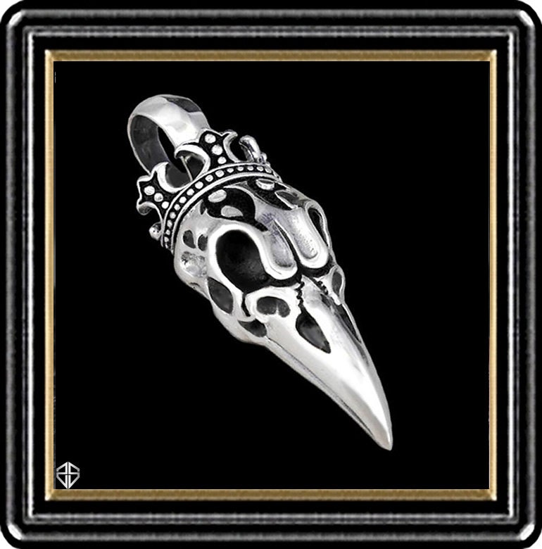 Krähe Anhänger Sterling Silber Wikinger Odins Rabenschädel von SupremeSilverJewelry