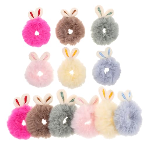 SUPVOX 12 Stück Teiliges Haargummi für Mädchen Bunte Flauschige Plüsch Hasenohren Haarbänder Weiche Elastische Pferdeschwanzhalter Schonend für Empfindliches Haar Farbenfrohe Haarschmuck von Supvox