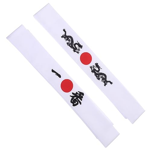 SUPVOX 2 Stück Japanisches Stirnband Set Verstellbares Schweißabsorbierendes Haarband für Sport Karate Kochen und Cosplay Traditionelles Weißes Hachimaki Design Unisex Kopfband für Damen von Supvox