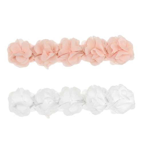 SUPVOX 2 Stück Teiliges Stirnband mit Blumen Elastisches Haarband für Kleinkinder und Mädchen Dehnbares Material in Weiß und Rosa Bequeme Kopfbedeckung für Junge Mädchen von Supvox