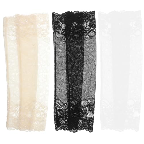 SUPVOX 3 Paar Spitze Armstulpen Atmungsaktive Armabdeckung Ellenbogenschutz für Sonnenschutz (Khaki, Schwarz, Weiß) von Supvox