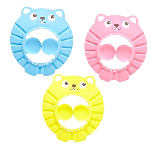 SUPVOX 3 Stück Duschhaube Cartoon Maus Badehaube für Verstellbar Leicht Wasserschutz für Augen und Ohren Beim Haarewaschen Farbenfroh in Gelb Blau Geeignet für Junge Mädchen und von Supvox