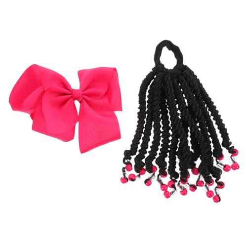 SUPVOX Geflochtene Pferdeschwanz Haarverlängerung für Synthetische Weiche Zopfperücke mit Schleife Beaded Braided Ponytail Hairpiece für Partys und Cosplay von Supvox