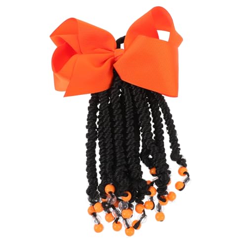 SUPVOX Geflochtener Pferdeschwanz Haarverlängerung mit Perlen und Schleife Farbige Haarschmuck Synthetisches Haarteil Einfach zu Tragen Schonend für Haarwurzeln Modisch Vielseitig für von Supvox