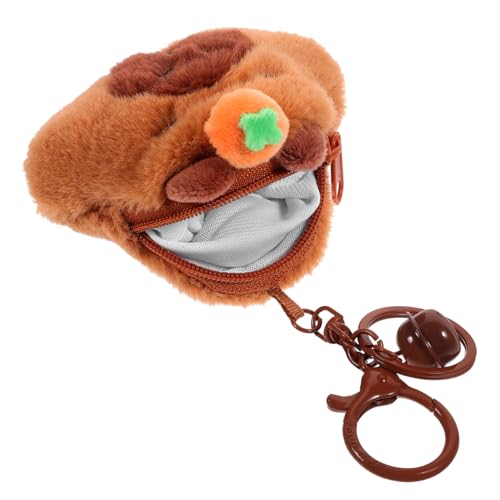 SUPVOX Plüsch Münzbeutel Capybara Design Strapazierfähig Reißverschluss Mini Geldbörse Portemonnaie mit Schlüsselanhänger Praktische Aufbewahrung für Kleingeld und Zubehör von Supvox